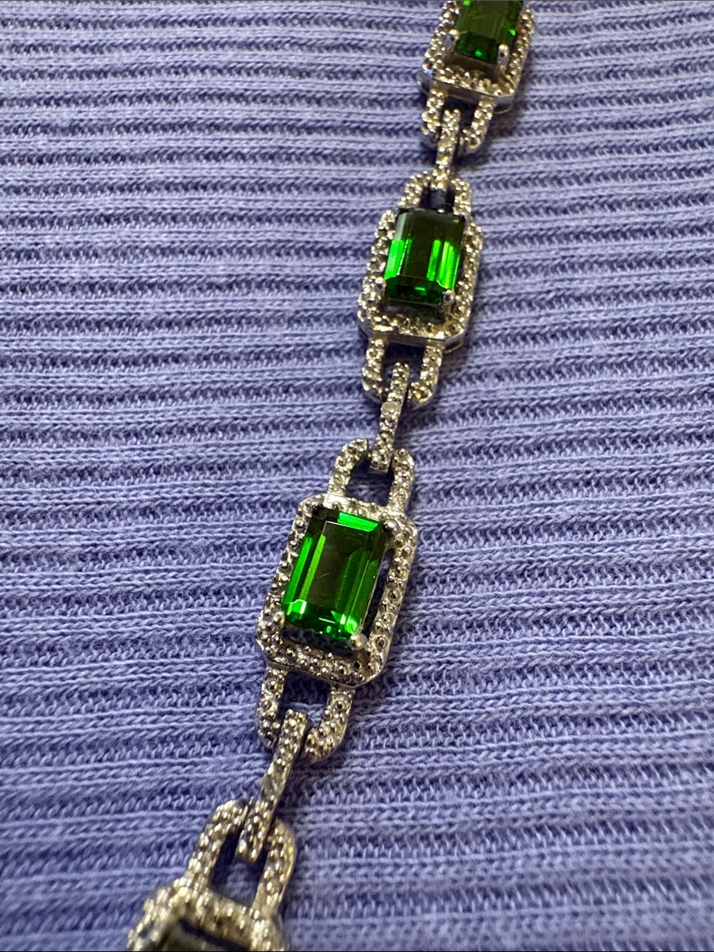 7” Chrome Diopside & Diamond Accent Link Bracelet - Women Jewelry